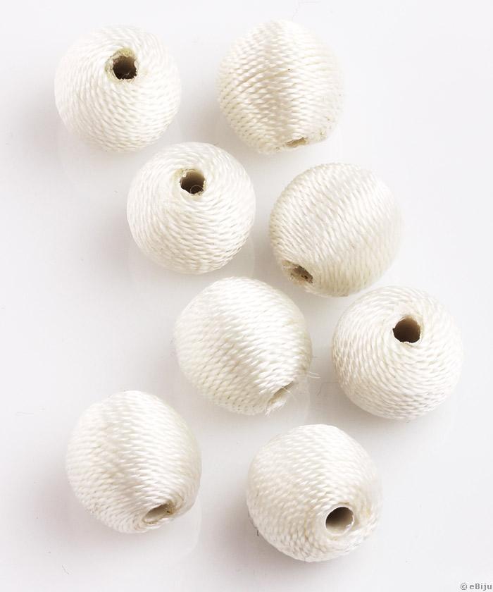 Mărgea textilă, sferică,, aţă, albă, 1.5 cm