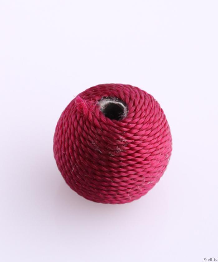 Mărgea textilă, sferică, aţă, bordo, 1.5 cm