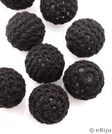Mărgea textilă, sferică, croşetată, neagră, 1.5 cm