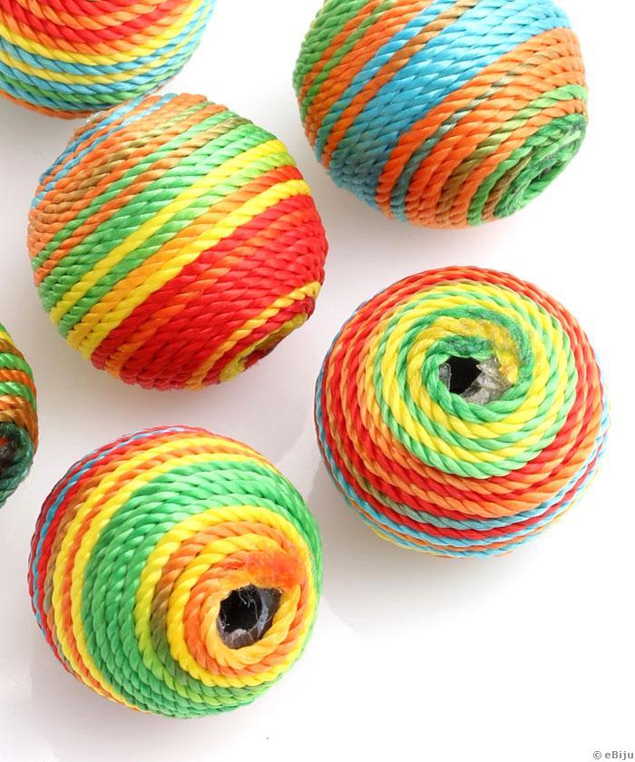 Mărgea textilă, şnur multicolor, 2.1 cm