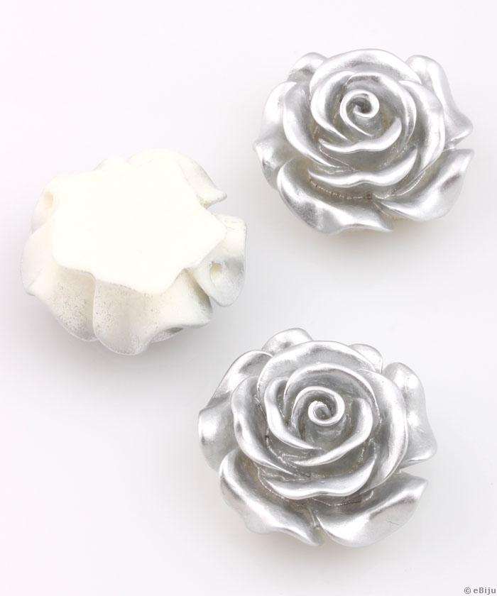 Mărgea trandafir acrilic, argintiu metalizat, 2.8 cm