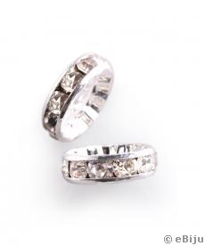Margele rhinestone, 0.6 cm, argintiu-alb