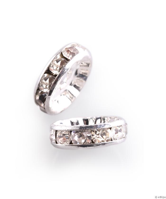 Margele rhinestone, 0.6 cm, argintiu-alb