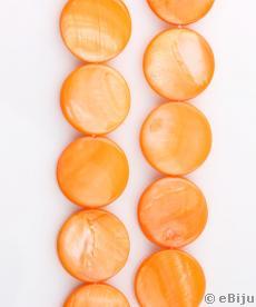Narancssárga gyöngyház, érme forma, 2 cm