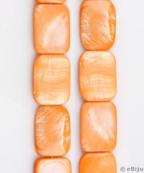 Narancssárga gyöngyház, négyszögű forma, 1.8 x 2.5 cm