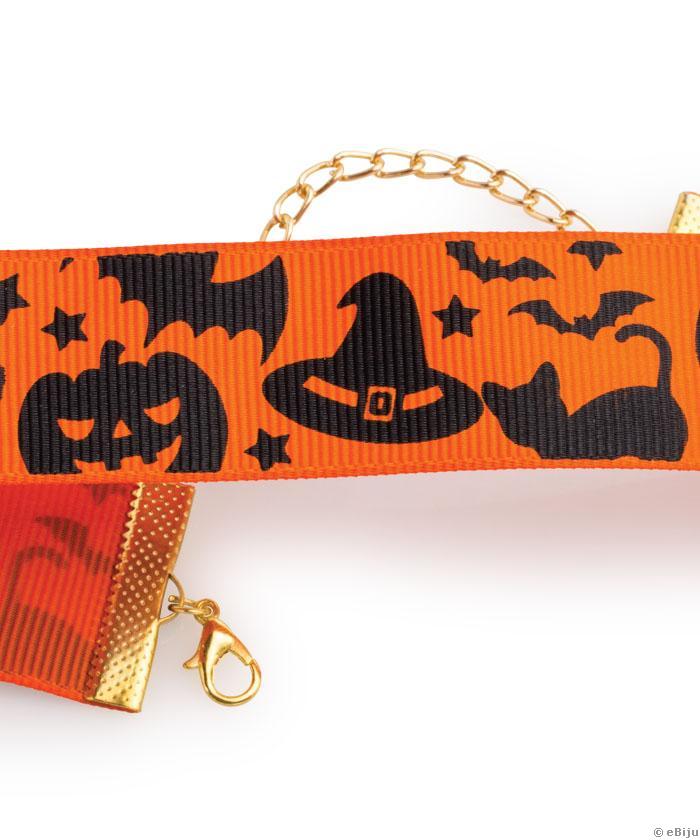 Narancssárga Halloween mintás choker