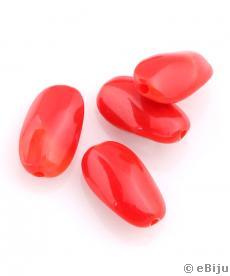 Ovális akril gyöngy, piros, 0.9 x 1.6 cm