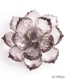 Pandantiv acrilic, floare de lotus, gri transparent, faţetat, 5 cm