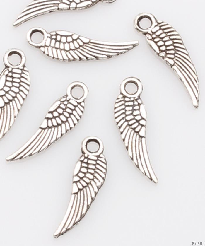 Pandantiv aripă de înger, metal, argintiu, 1.7 x 0.5 cm