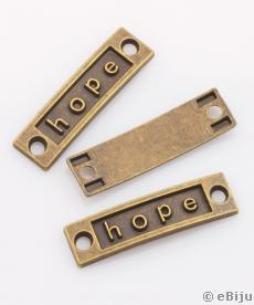 Pandantiv plăcuţă Hope, metal, culoarea bronzului, 3.5 x 1 cm