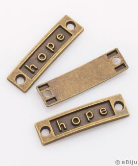 Pandantiv plăcuţă Hope, metal, culoarea bronzului, 3.5 x 1 cm