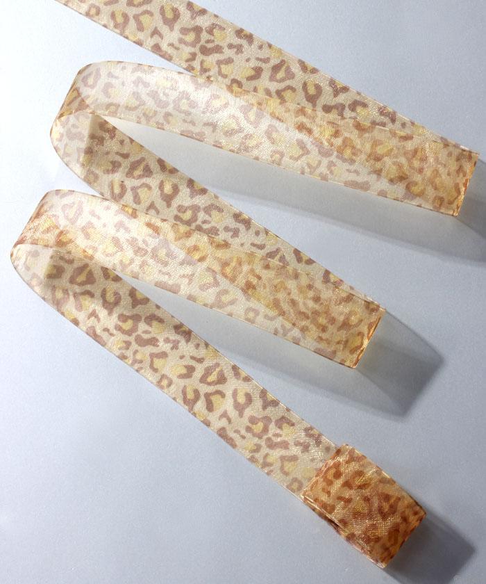 Panglică organza, leopard print, 2.5 cm