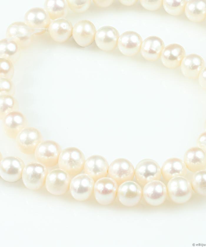 Perlă de cultură, alb AA, rotund, 0.8