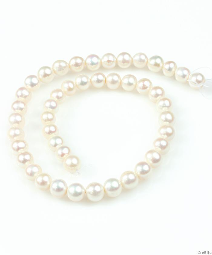 Perlă de cultură, alb, rotund, 0.9
