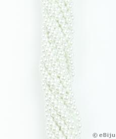 Perlă de sticlă, alb, 0.4 cm