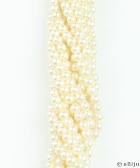 Perlă de sticlă, alb de fildeș, 0.6 cm