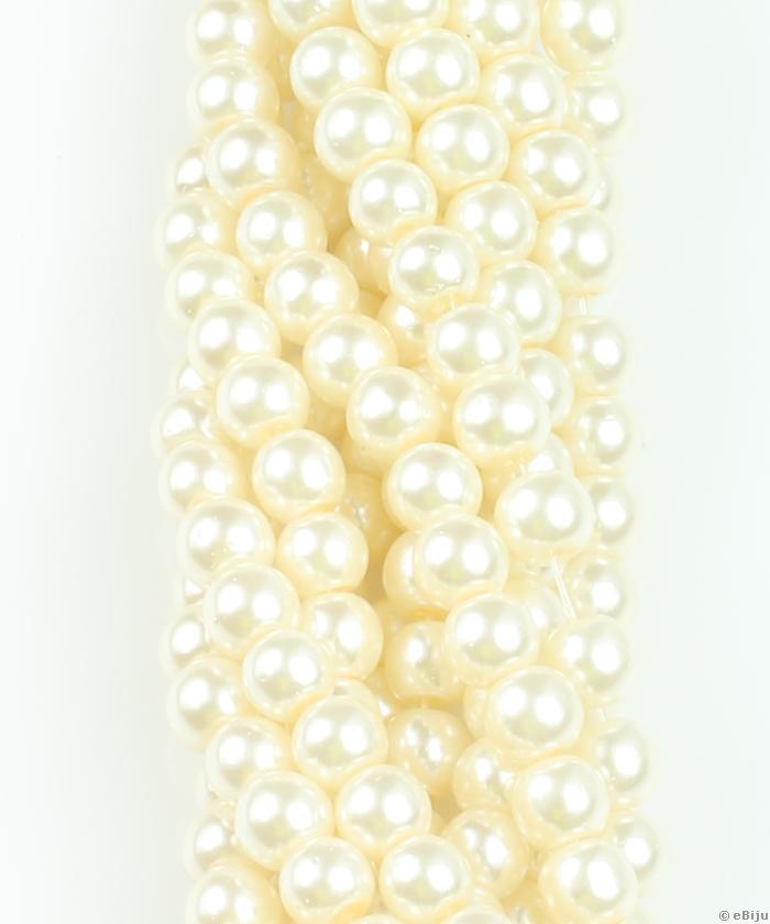 Perlă de sticlă, alb de fildeș, 0.6 cm