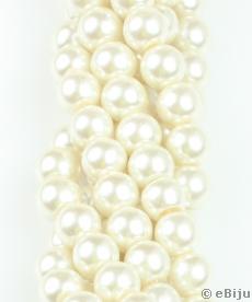 Perlă de sticlă, alb de fildeș, 1 cm