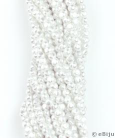 Perlă de sticlă albă, turtită, 0. 6 cm