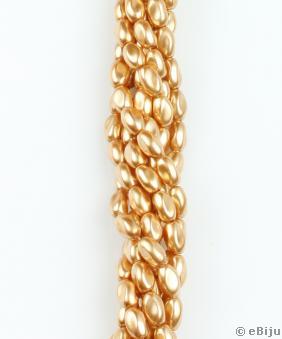 Perlă de sticlă auriu închis, alungită,  1x0.6 cm