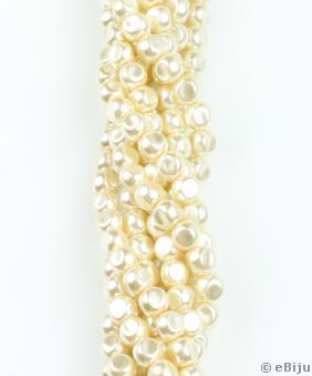 Perlă de sticlă crem, turtită, 0.8 cm