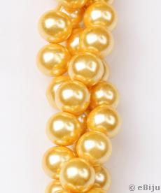 Perlă de sticlă, galbenă, 1.2 cm