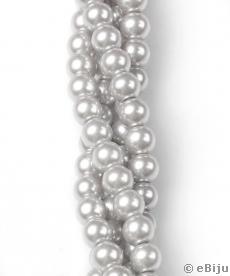 Perlă de sticlă, gri deschis, 0.8 cm