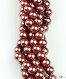 Perlă de sticlă, maro vișiniu, 0.8 cm