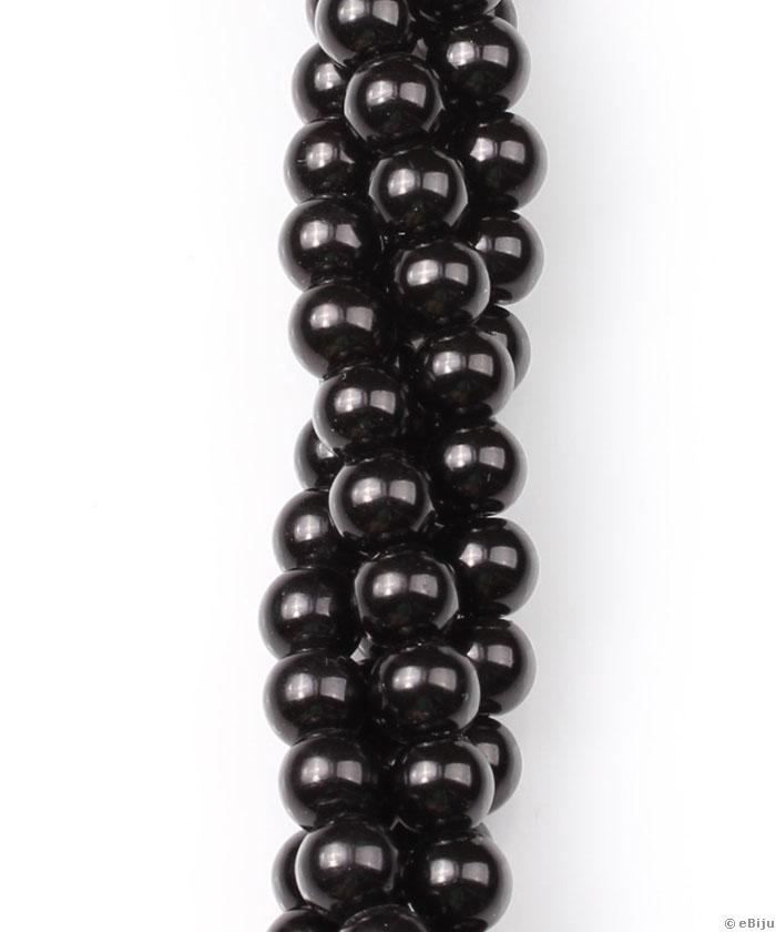 Perlă de sticlă, neagră, 0.8 cm