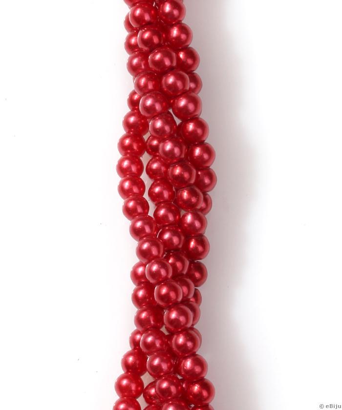 Perlă de sticlă, roşu, 0.4 cm