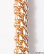 Perlă de sticlă, roz-auriu, 1.1 x 0.8 cm