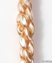 Perlă de sticlă, roz-auriu, 1.6 x 0.7 cm