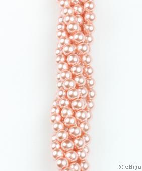 Perlă de sticlă roz-piersică, 0.8 cm