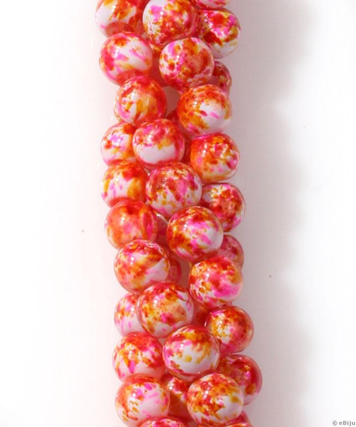 Perlă de sticlă, roz-portocaliu, 0.8 cm