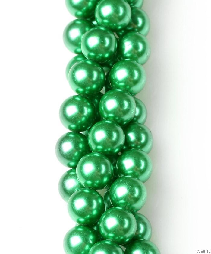 Perlă de sticlă, verde, 1 cm
