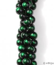 Perlă de sticlă, verde-neagră, 0.8 cm
