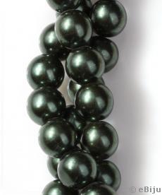 Perlă de sticlă, verde oliv închis, 1.3 cm