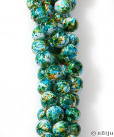 Perlă de sticlă, verde-turcoaz, 0.8 cm