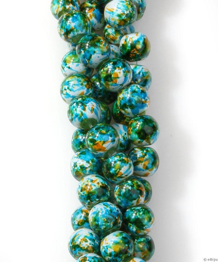 Perlă de sticlă, verde-turcoaz, 0.8 cm