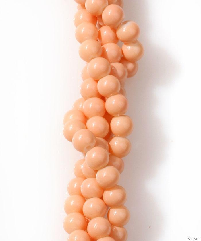 Perle de sticlă, roz piersică, 0.6 cm