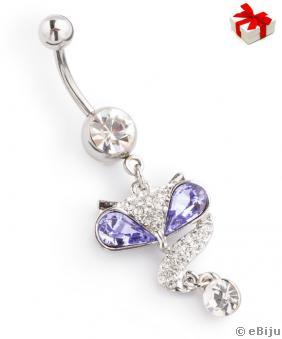 Piercing vulpe cu elemente Swarovski alexandrit și alb