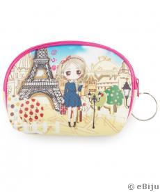Portofel mic de accesorii cu breloc ‘Travel Girl’.