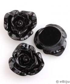 Rózsa akril gyöngy, fekete, 2.7 cm