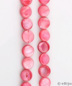 Rózsaszín gyöngyház, érme forma, 1.2 cm