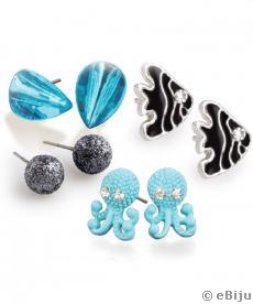 Set 4 cercei, cristale şi peştişori