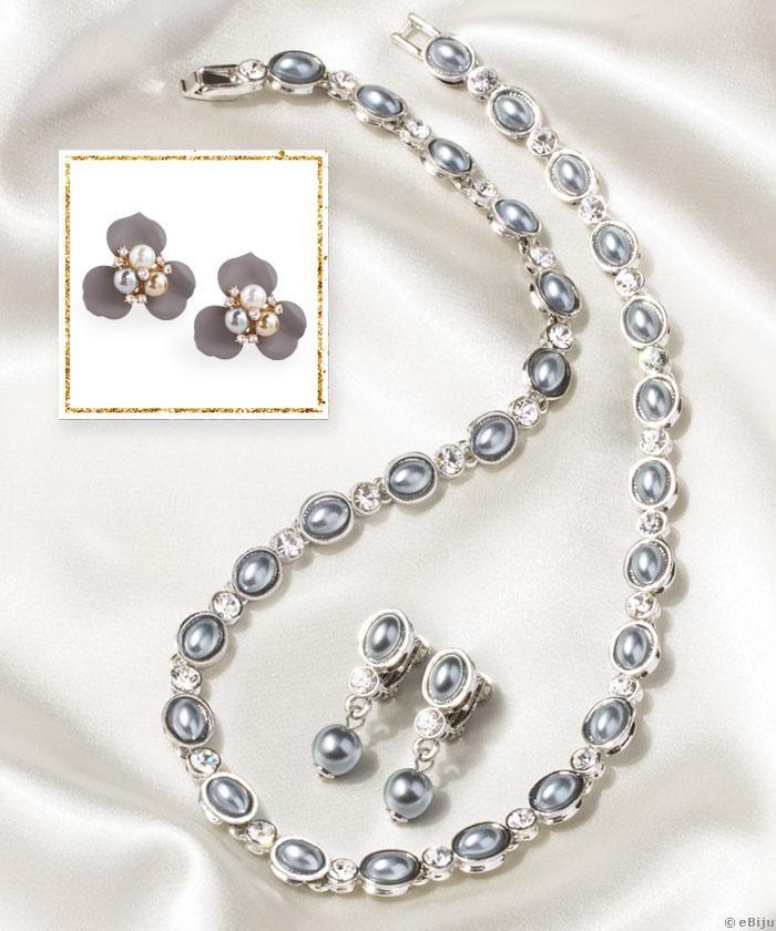 Set cercei şi colier, cristale Swarovski Elements cu perle