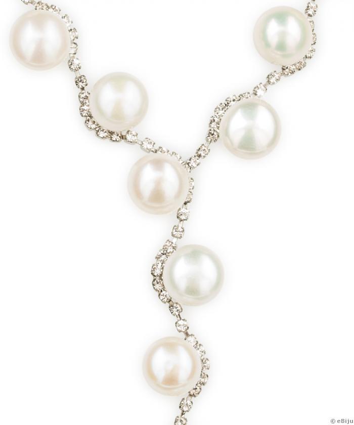 Set colier din perle de cultura albe si cercei cu perle