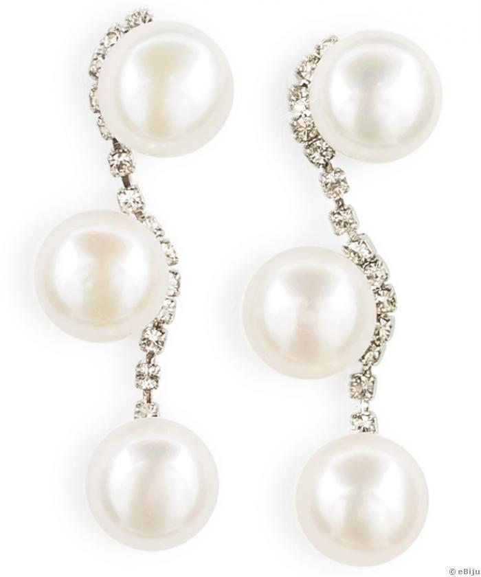 Set colier din perle de cultura albe si cercei cu perle