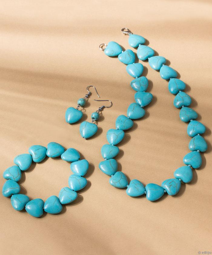 Set howlite turcoaz, forme inimioare