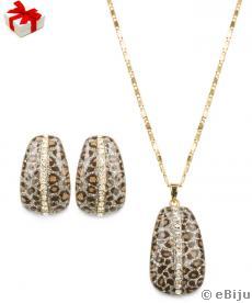 Set Leopard colier și cercei cu elemente Swarovski